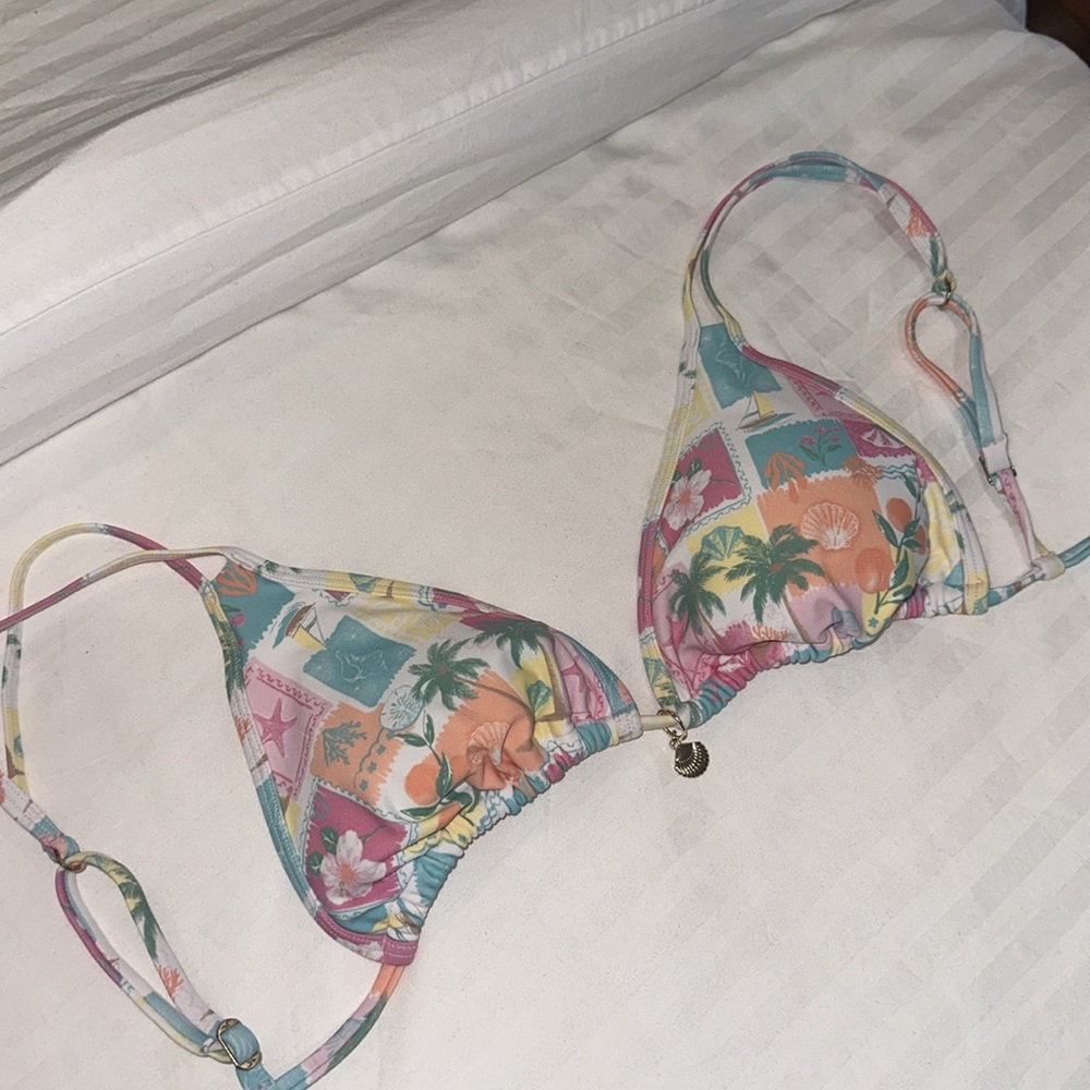 Tropical Print Pink Bikini Top Hollister
